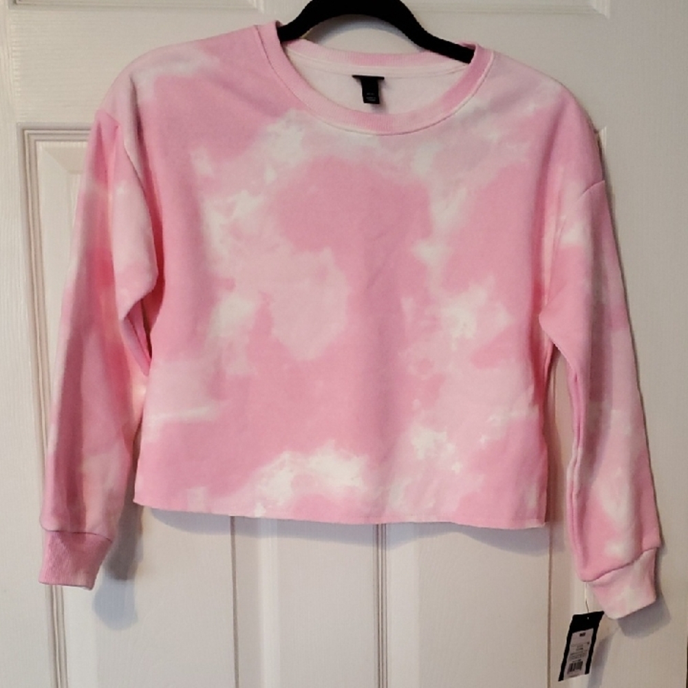Pink Tie-Dye Girl's Cropped Sweatshirt